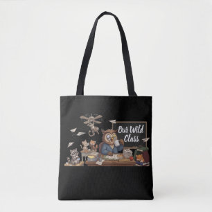 Funny Owl Teacher Chaos - Whimsical Forest Animals Tote Bag