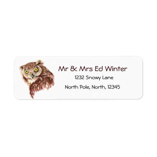Funny Owl with Attitude, Bird, Nature, Wildlife Return Address Label