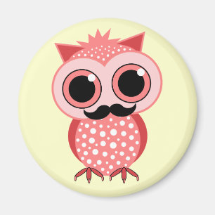 funny owl with moustache magnet