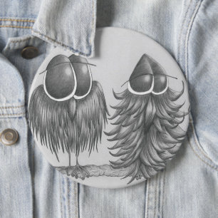 Funny Owls 6 Cm Round Badge