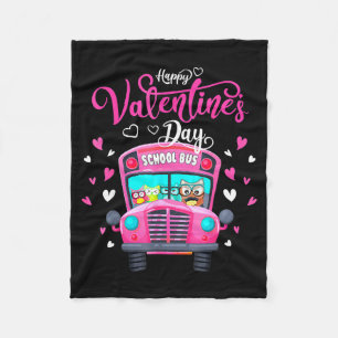 Funny Owls School Bus Driver Happy Valentines Day Fleece Blanket