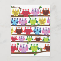 Funny Owls sitting on a branch pattern