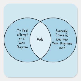 Funny Owls Venn Diagram Square Sticker