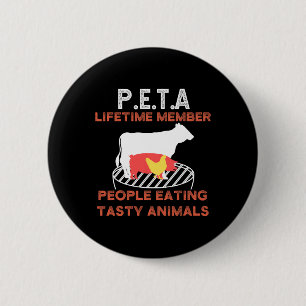 Funny P.e.t.a People Eating Tasty Animals Bbq Love 6 Cm Round Badge