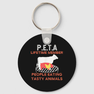 Funny P.e.t.a People Eating Tasty Animals Bbq Love Key Ring