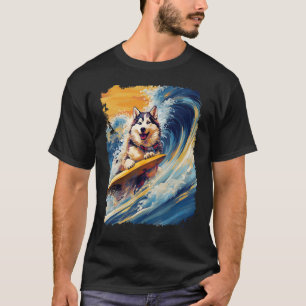 Funny Paddleboard Husky Dog Surfer Paddle Board T-Shirt