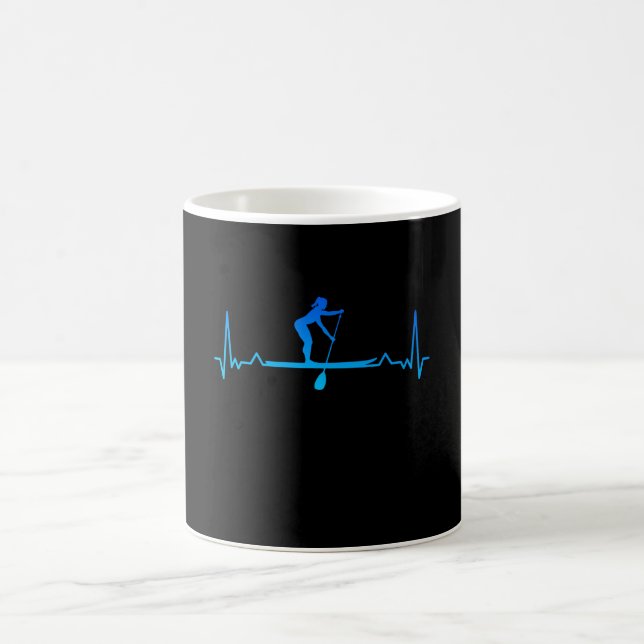 Funny Paddleboarding Heartbeat Gift Coffee Mug (Center)
