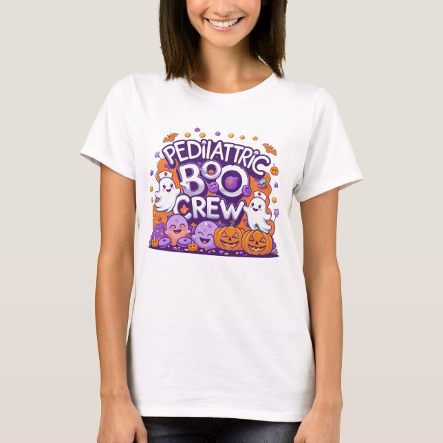 Funny Paediatrics Boo Crew Tee Spooky Nurse Ghosts (Front)