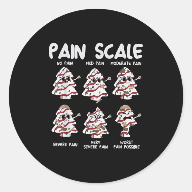 Funny Pain Scale Christmas Nurse Xmas Tree Cakes P Classic Round Sticker (Front)