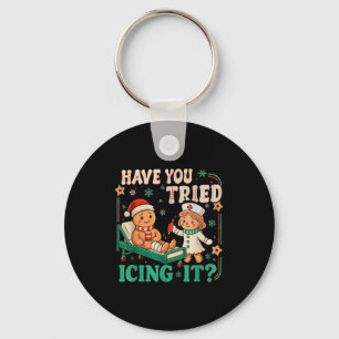 Funny Pain Scale Have You Tried Icing It Gingerbre Key Ring