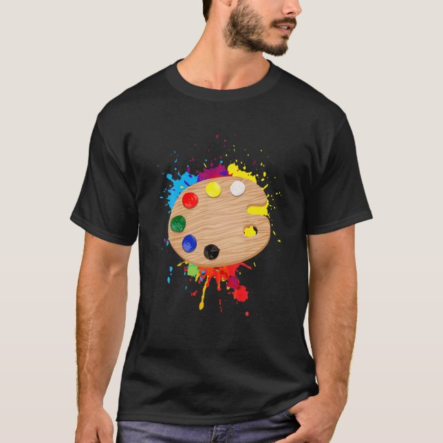 Funny Paint Pallet Art For Kids Men Women Painting T-Shirt (Front)