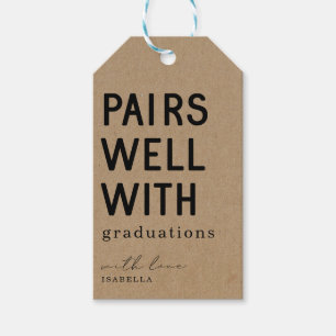 Funny Pairs Well with Graduations Wine Gift Tags