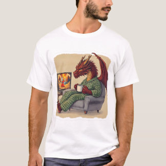 Funny Pajama Dragon Couch Lounging Art T-Shirt