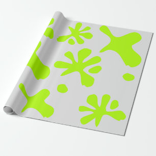 Funny pale grey & neon green slime pattern kids wrapping paper
