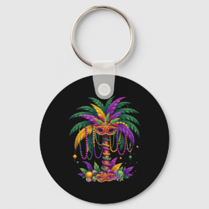 Funny Palm Tree And Beads Mardi Gras Hawaiian Trop Key Ring