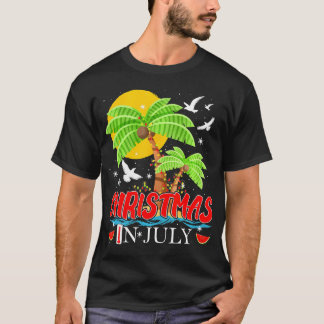 Funny Palm Tree & Lights Christmas In July Summer T-Shirt