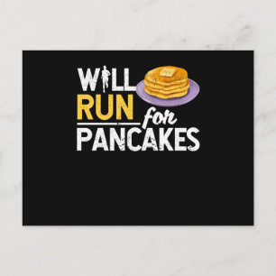 Funny pancake lover marathon runner postcard
