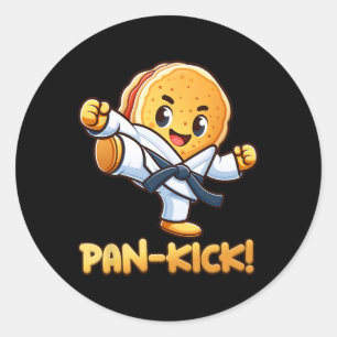 Funny Pancake Pan Karate Taekwondo Kick Boys Girl Classic Round Sticker