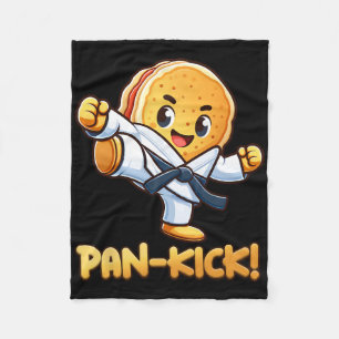 Funny Pancake Pan Karate Taekwondo Kick Boys Girl Fleece Blanket