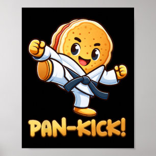 Funny Pancake Pan Karate Taekwondo Kick Boys Girl Poster