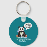Funny Panda Against Racism Black White and Asian