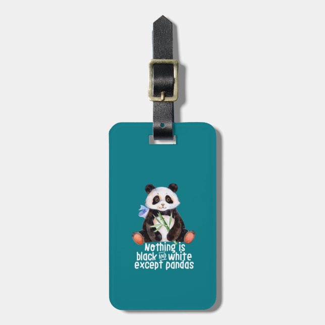 Funny Panda Animal Quote Nothing Black and White Luggage Tag (Front Vertical)