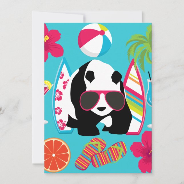 Funny Panda Bear Beach Bum Cool Sunglasses Surfing (Front)
