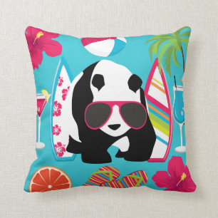 Funny Panda Bear Beach Bum Cool Sunglasses Surfing Cushion
