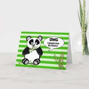 Funny Panda Bear Belated Birthday Card