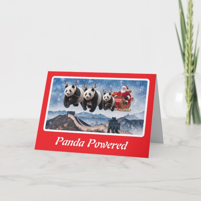 Funny Panda Bear Christmas Card (Front)