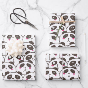 Funny Panda Bear Doodle Wrapping Paper Sheet
