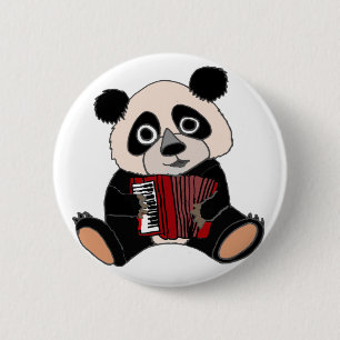 Funny Panda Bear Playing Accordion 6 Cm Round Badge