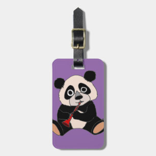 Funny Panda Bear Plying Red Clarinet Luggage Tag