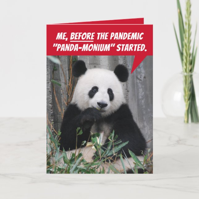 Funny Panda Before and After Pandemic Card (Front)