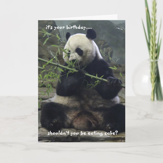 Funny Panda Birthday Card, Eat Cake, not bamboo! Card (Front)