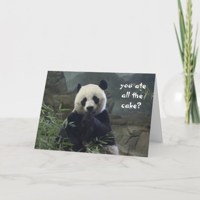 Funny Panda Birthday, no cake? BAMBOOzled! Card (Front)