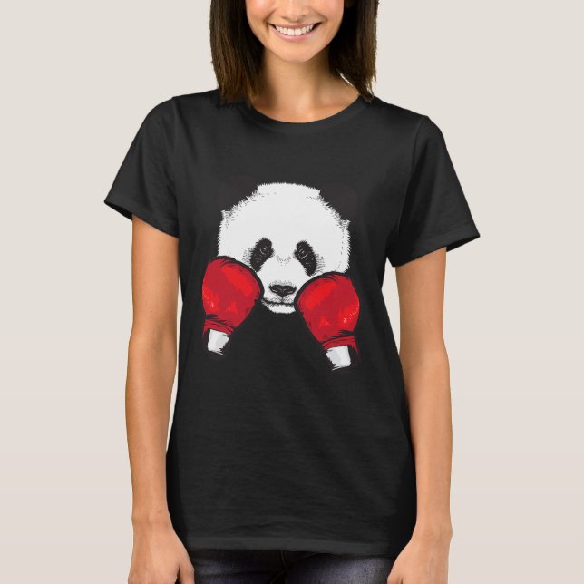 Funny Panda Boxing Cool Animal Lover Gloves Boxer  T-Shirt (Front)