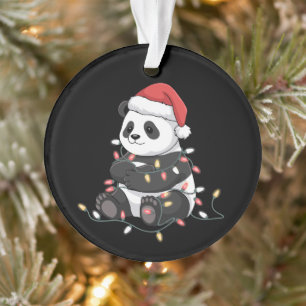 Funny Panda Christmas Animal Lights Lover Ornament