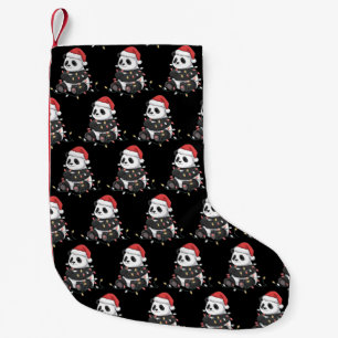 Funny Panda Christmas Animal Lights Lover Small Christmas Stocking