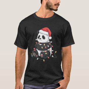 Funny Panda Christmas Animal Lights Lover T-Shirt