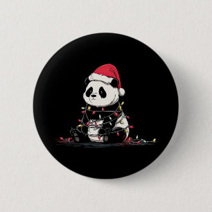 Funny Panda Christmas Graphics Animal Lights Lover 6 Cm Round Badge