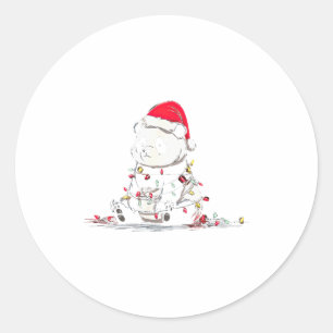 Funny Panda Christmas Graphics Animal Lights Lover Classic Round Sticker