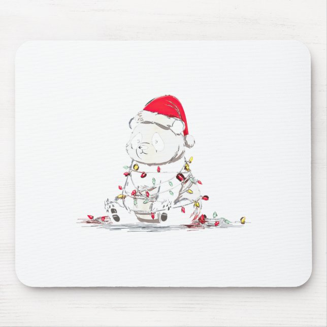 Funny Panda Christmas Graphics Animal Lights Lover Mouse Mat (Front)