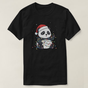 Funny Panda Christmas Lights Animal Lover T-Shirt