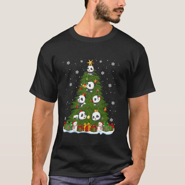 Funny Panda Christmas Tree Holiday Decor Xmas Swea T-Shirt (Front)
