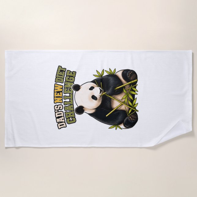 Funny Panda Diet Challenge Beach Towel (Front)