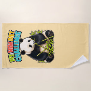 Funny Panda Diet Challenge Dad Beach Towel