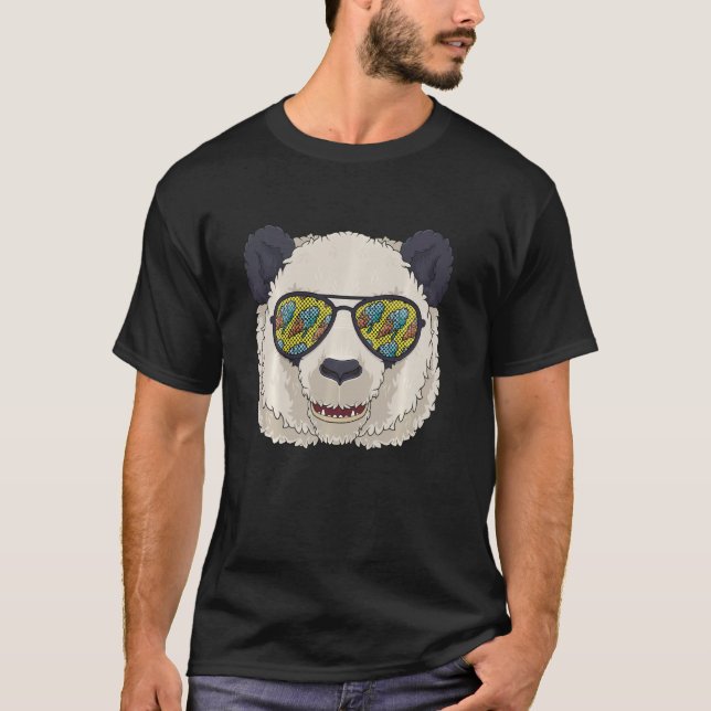 Funny Panda Ice Cream  Sunglasses Summer Foodie T-Shirt (Front)