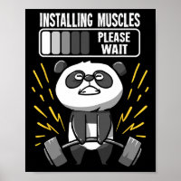 Funny Panda Installing Muscles Please Wait Gym Fit