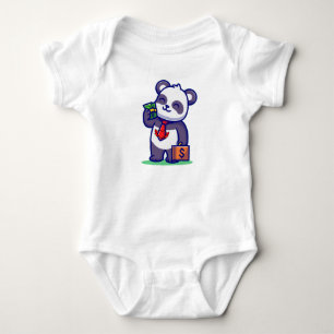 funny panda love you kids baby bodysuit